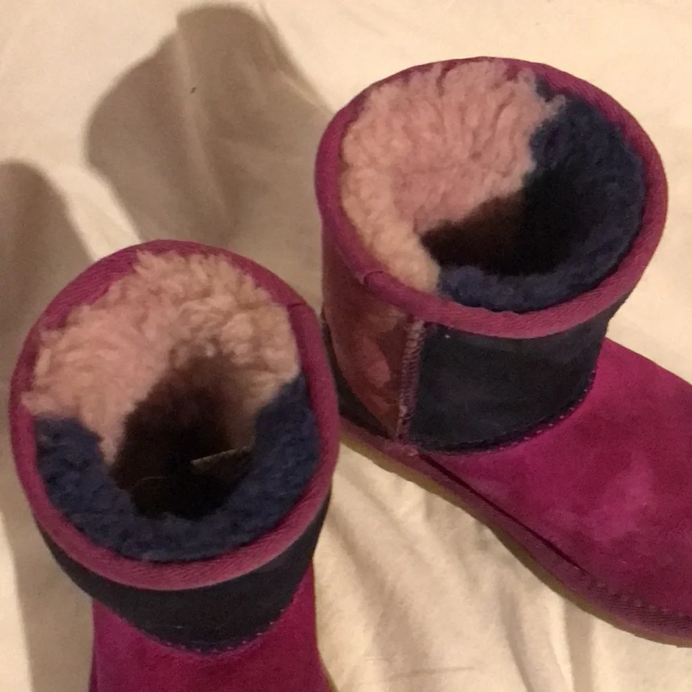 UGG Kids Multi-Color Suede & Shearling Boots - Pink, Purple, Blue